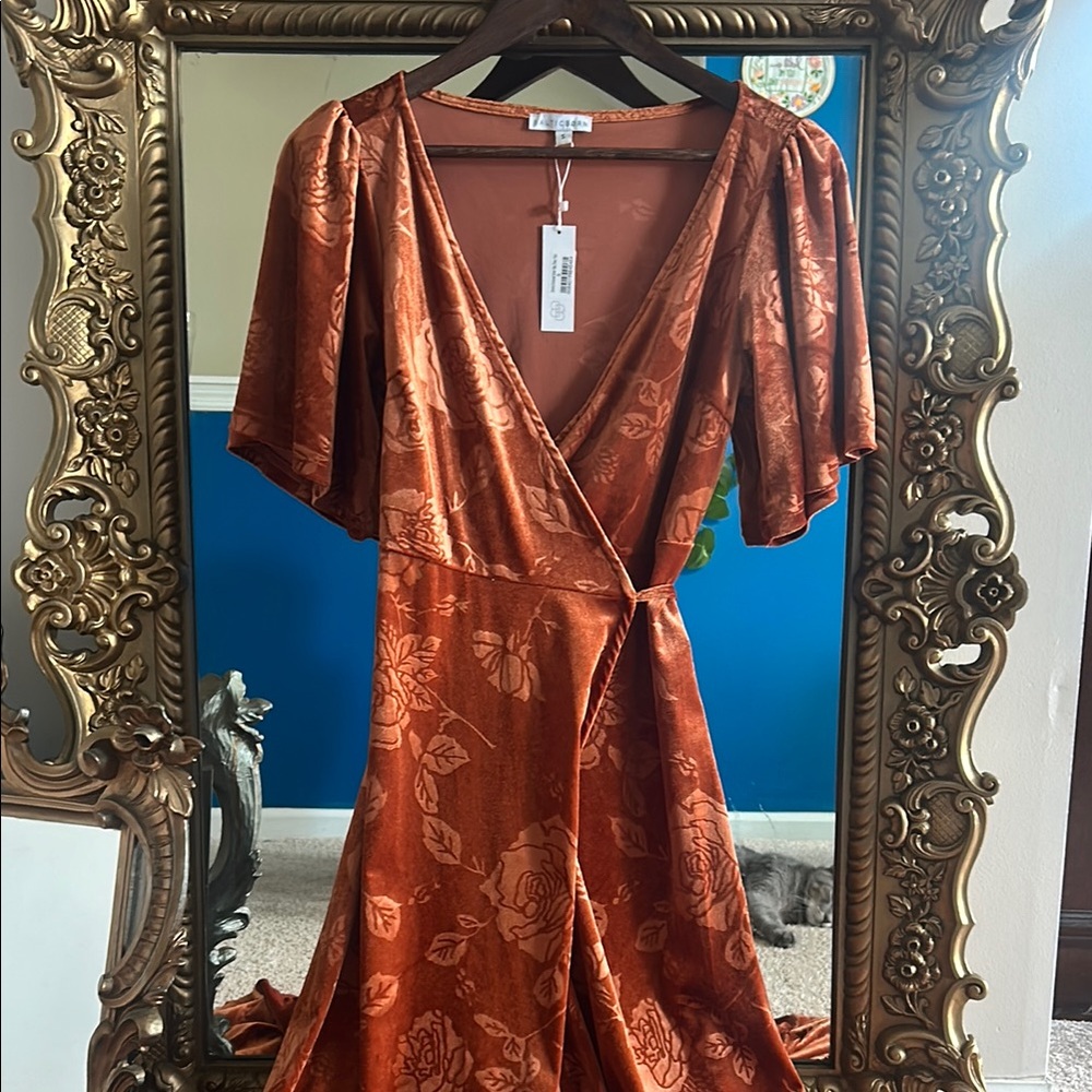 Baltic Born Orange Maxi Sundress with Flutter Sleeves